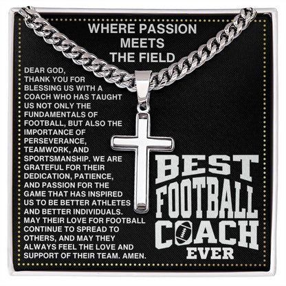 JGF Jewelry Gifts for Family Assistant Coach Football Cross Necklace For Men