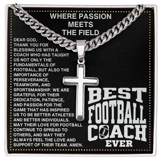 JGF Jewelry Gifts for Family Assistant Coach Football Cross Necklace For Men