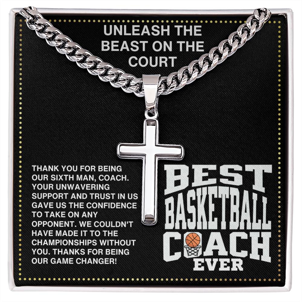 JGF Jewelry Gifts for Family Coach Basketball Cross Necklace For Boys