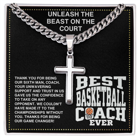 JGF Jewelry Gifts for Family Coach Basketball Cross Necklace For Boys
