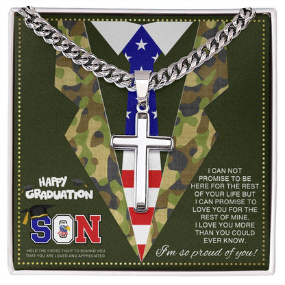 JGF Jewelry Gifts for Family Army Gifts for Men in Military Graduation Gifts For My Son Cross Necklace