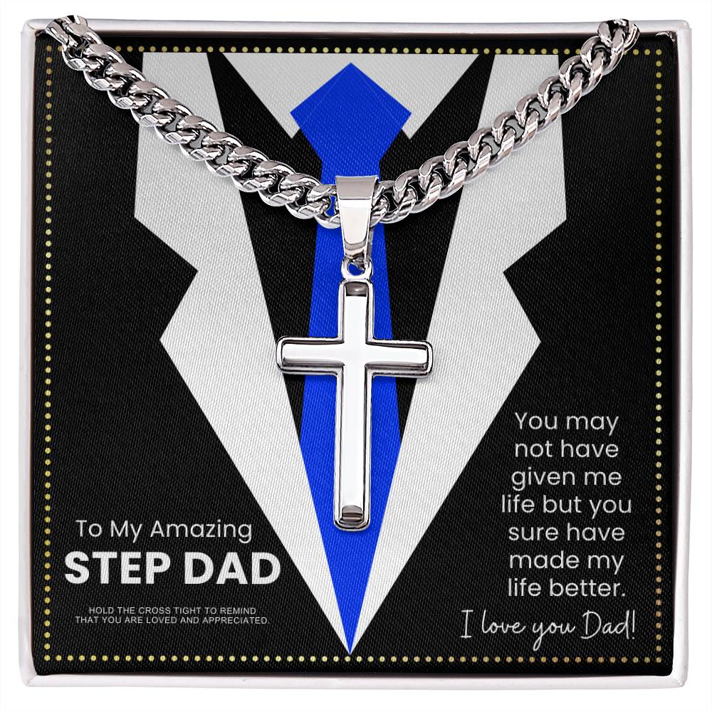 JGF Jewelry Gifts for Family Cross Necklace Gifts For My Step Dad