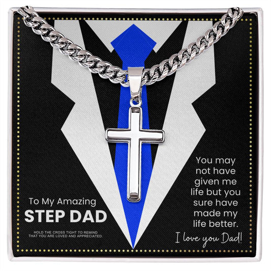 JGF Jewelry Gifts for Family Cross Necklace Gifts For My Step Dad