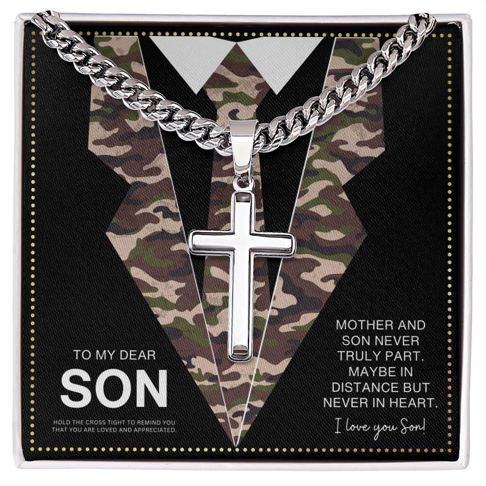 JGF Jewelry Gifts for Family Christian Necklace For Military Men Sterling Silver Cross Necklace