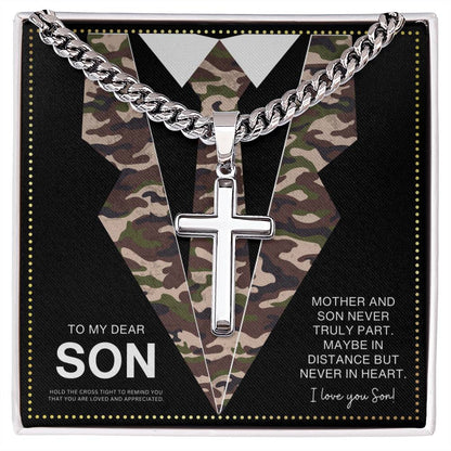 JGF Jewelry Gifts for Family Christian Necklace For Military Men Sterling Silver Cross Necklace