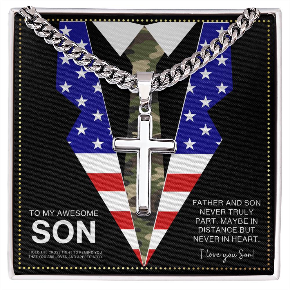 JGF Jewelry Gifts for Family Army National Guard US American Flag Cross Necklace For Men