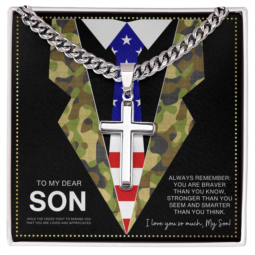 JGF Jewelry Gifts for Family Gifts From Mother To Marine Son Navy Army Cross Necklace