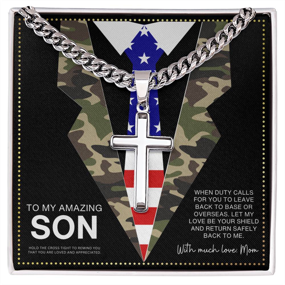 JGF Jewelry Gifts for Family  US Army Navy Cross Necklaces For Men To Son Necklace From Mom