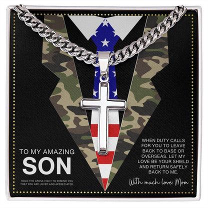 JGF Jewelry Gifts for Family  US Army Navy Cross Necklaces For Men To Son Necklace From Mom