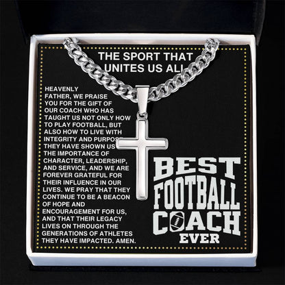 JGF Jewelry Gifts for Family Coach Football Cross Necklace For Boys Men Stainless Steel