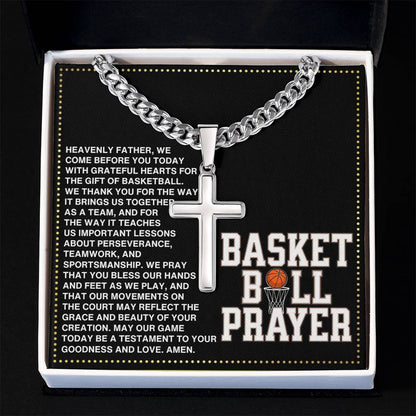 JGF Jewelry Gifts for Family Basketball Cross Necklace Prayer
