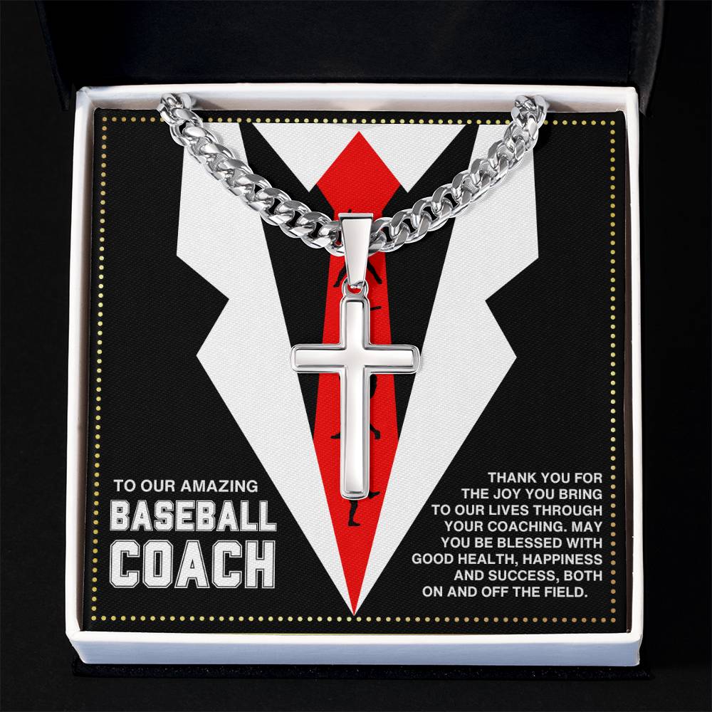 JGF Jewelry Gifts for Family  Baseball Coach Cross Necklace