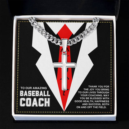 JGF Jewelry Gifts for Family  Baseball Coach Cross Necklace