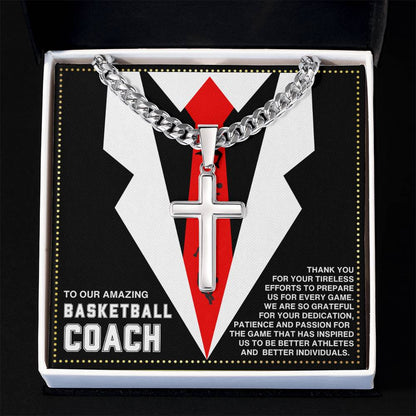 JGF Jewelry Gifts for Family Basketball Cross Necklace For Coach