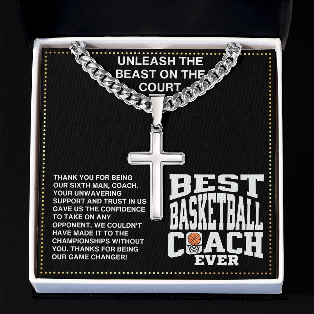 JGF Jewelry Gifts for Family Coach Basketball Cross Necklace For Boys