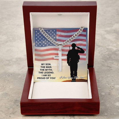 JGF Jewelry Gifts for Family Army Cross Necklace For Men