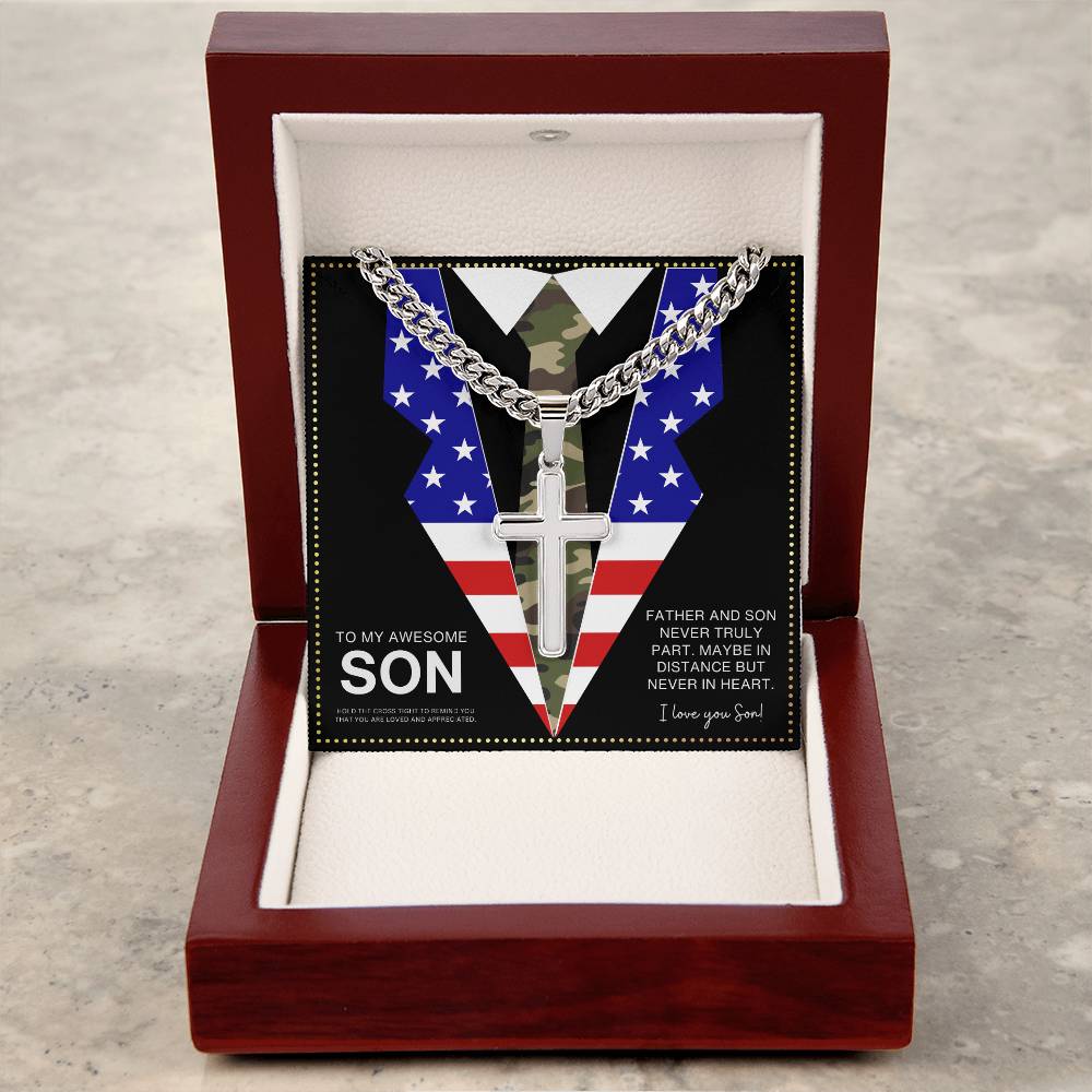 JGF Jewelry Gifts for Family Army National Guard US American Flag Cross Necklace For Men