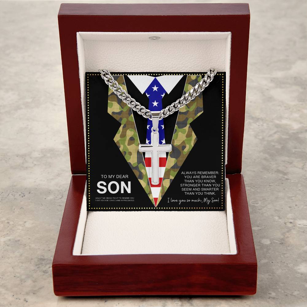 JGF Jewelry Gifts for Family Gifts From Mother To Marine Son Navy Army Cross Necklace
