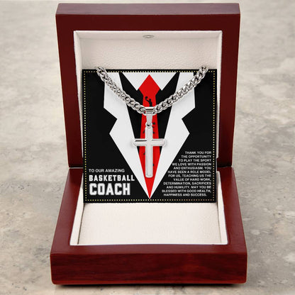 JGF Jewelry Gifts for Family Cross Necklace For Basketball Coach