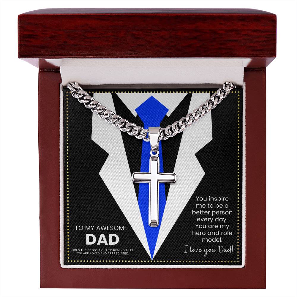JGF Jewelry Gifts for Family My Dad Is Awesome Cross Necklace For Him