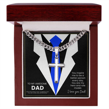 JGF Jewelry Gifts for Family My Dad Is Awesome Cross Necklace For Him