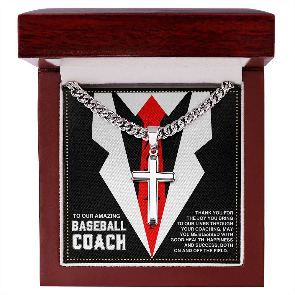 JGF Jewelry Gifts for Family  Baseball Coach Cross Necklace
