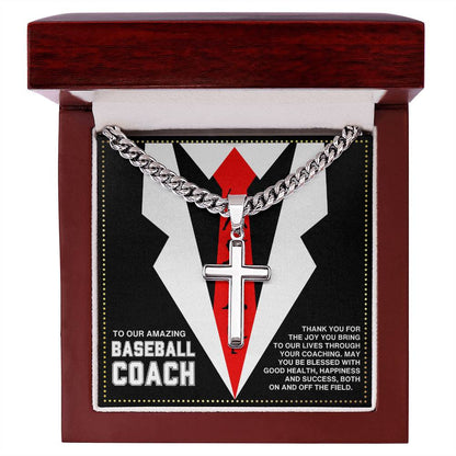 JGF Jewelry Gifts for Family  Baseball Coach Cross Necklace