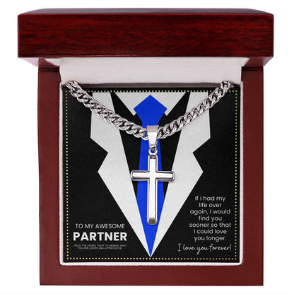 JGF Jewelry Gifts for Family Cross Cuban Chain Necklace For My Partner