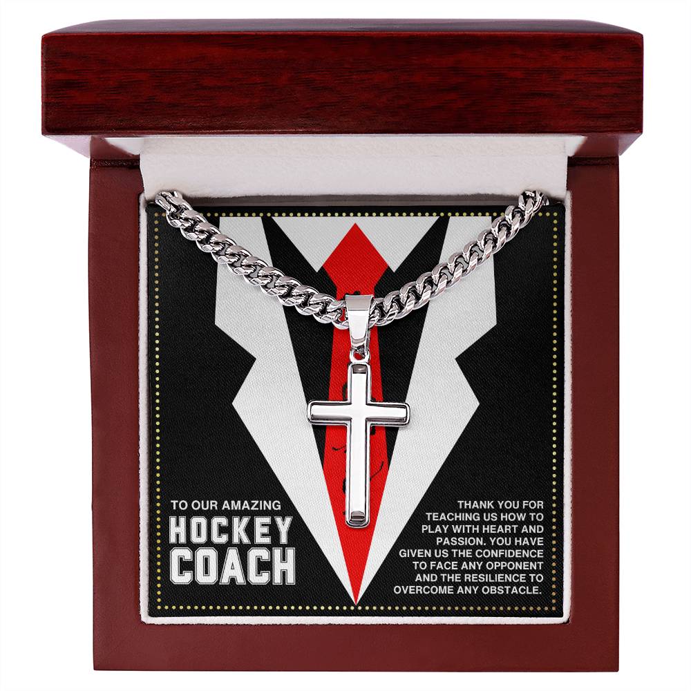 JGF Jewelry Gifts for Family Cross Necklace For Hockey Coach