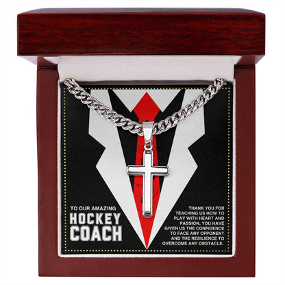 JGF Jewelry Gifts for Family Cross Necklace For Hockey Coach