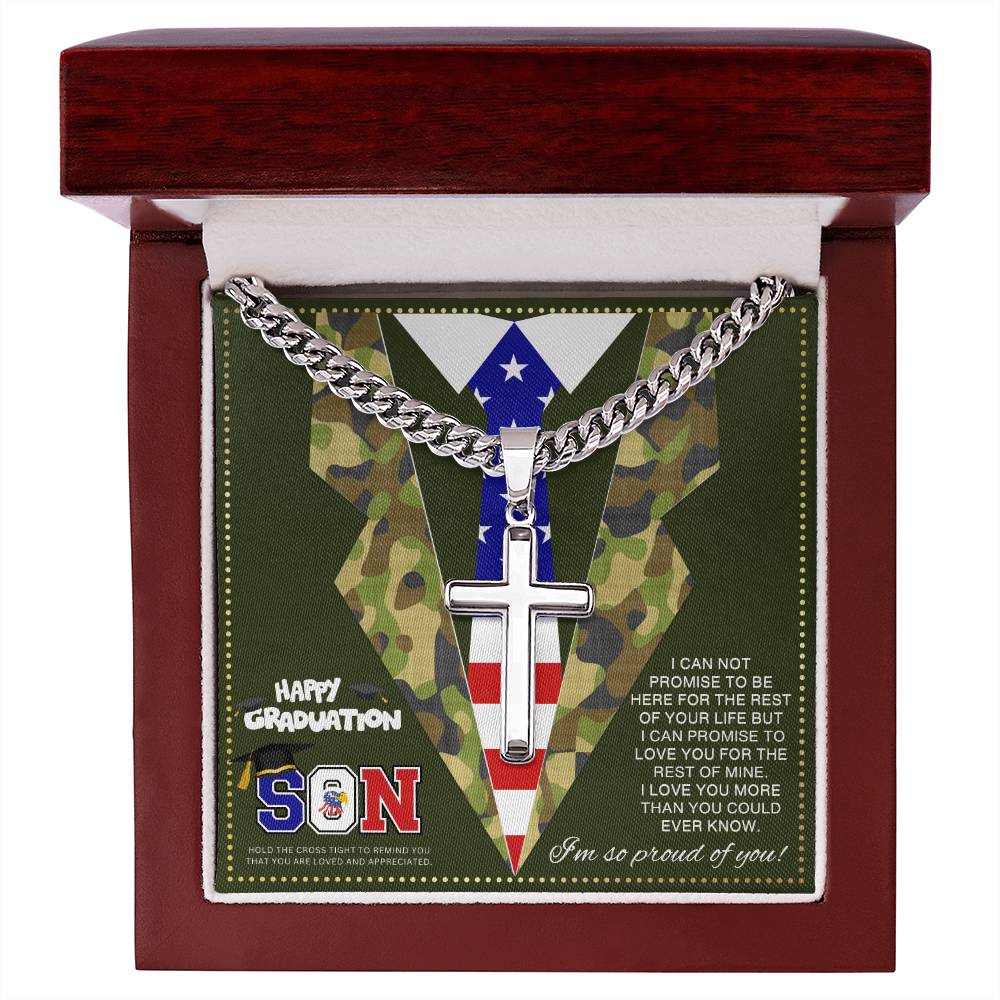 JGF Jewelry Gifts for Family Army Gifts for Men in Military Graduation Gifts For My Son Cross Necklace