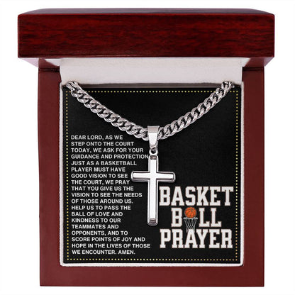 JGF Jewelry Gifts for Family Basketball Prayer Cross Necklace For Men