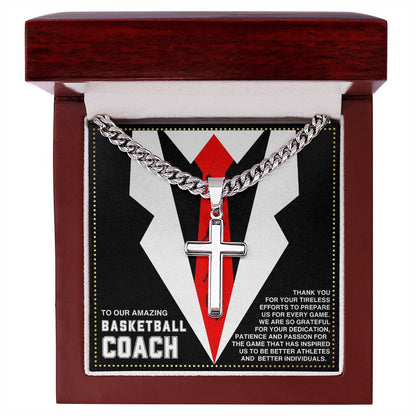 JGF Jewelry Gifts for Family Basketball Cross Necklace For Coach