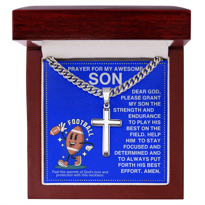 JGF Jewelry Gifts for Family Boys Football Cross Necklace