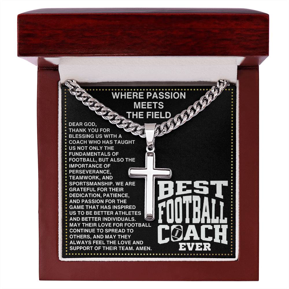 JGF Jewelry Gifts for Family Assistant Coach Football Cross Necklace For Men