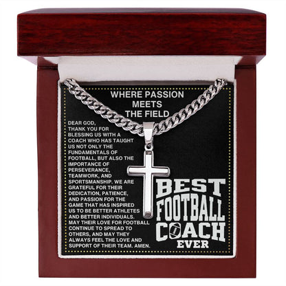 JGF Jewelry Gifts for Family Assistant Coach Football Cross Necklace For Men
