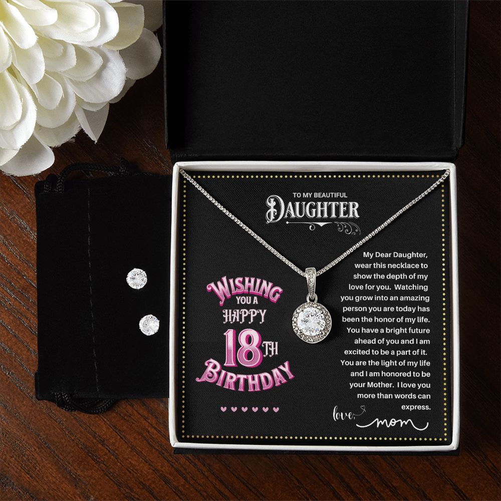JGF Jewelry Gifts for Family | 18th Birthday Gifts for Girls | Silver Sterling Necklace and Earrings
