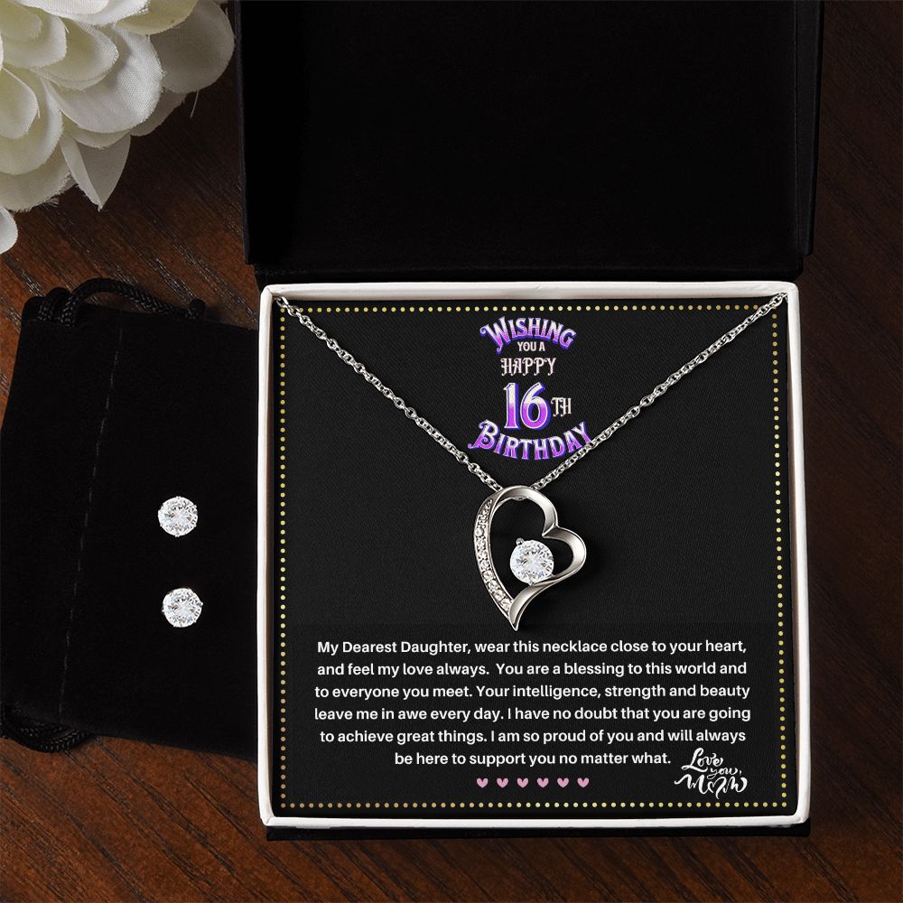 JGF Jewelry Gifts for Family | 16 Year Old Girl Birthday Gift Ideas | Heart Necklace And Earring Sets For Women