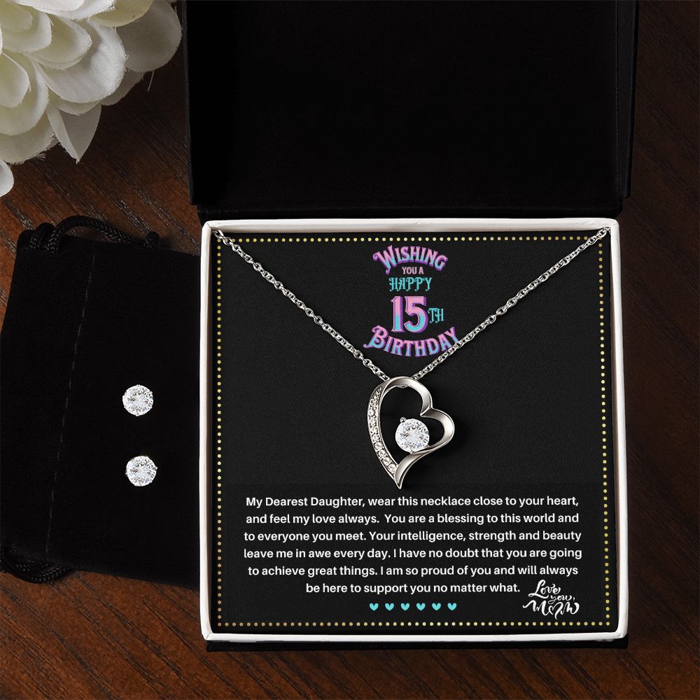 JGF Jewelry Gifts for Family |  Teenage Girl Gifts For 15 Year Old Girl | Trendy Love Heart Necklace And Earrings Set Jewelry