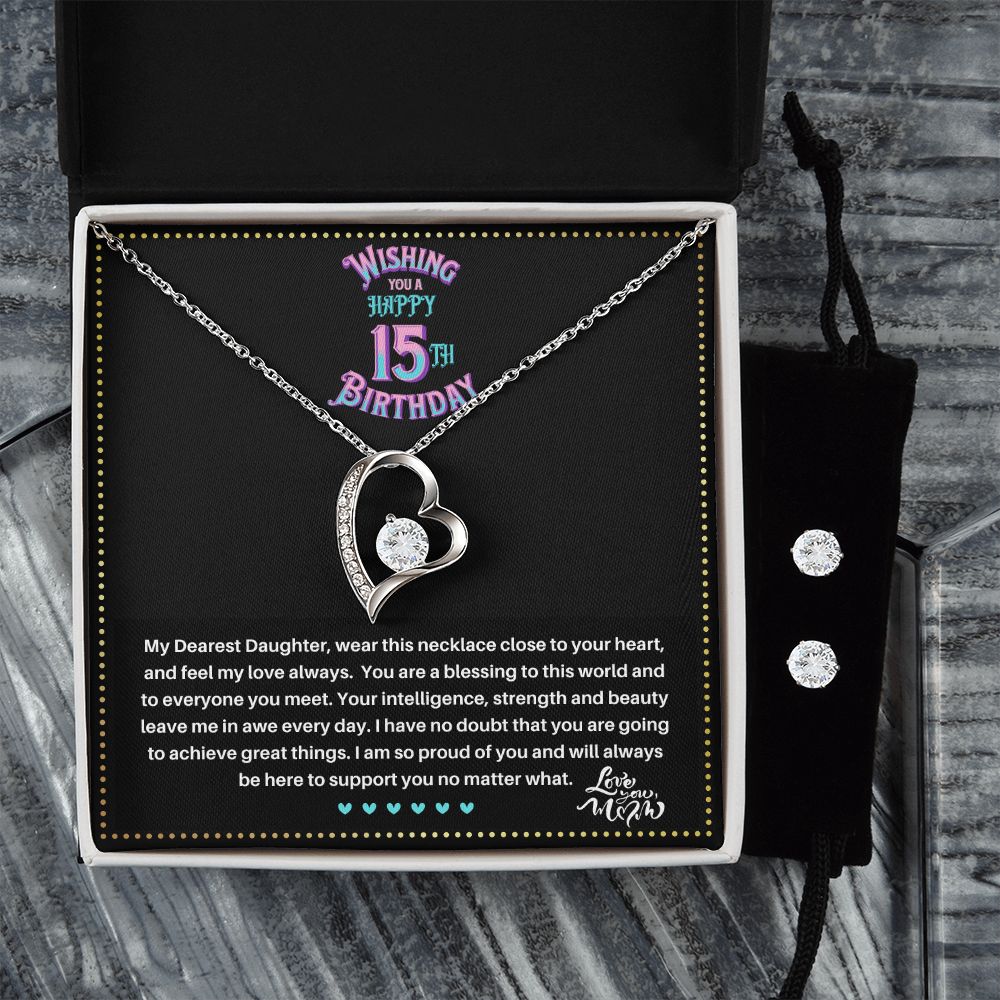 JGF Jewelry Gifts for Family |  Teenage Girl Gifts For 15 Year Old Girl | Trendy Love Heart Necklace And Earrings Set Jewelry