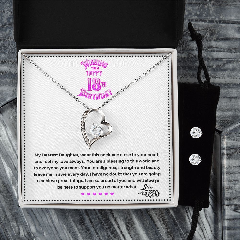 JGF Jewelry Gifts for Family | 18 Year Old Teenage Girl Birthday Gift Ideas for GrandDaughter | Heart Necklace and Earrings