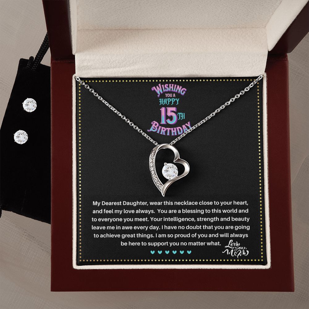 JGF Jewelry Gifts for Family |  Teenage Girl Gifts For 15 Year Old Girl | Trendy Love Heart Necklace And Earrings Set Jewelry