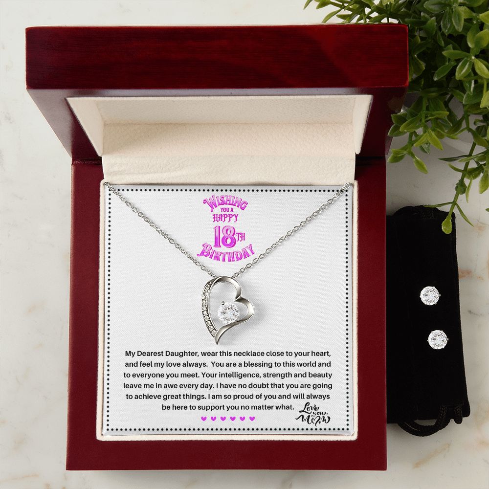 JGF Jewelry Gifts for Family | 18 Year Old Teenage Girl Birthday Gift Ideas for GrandDaughter | Heart Necklace and Earrings