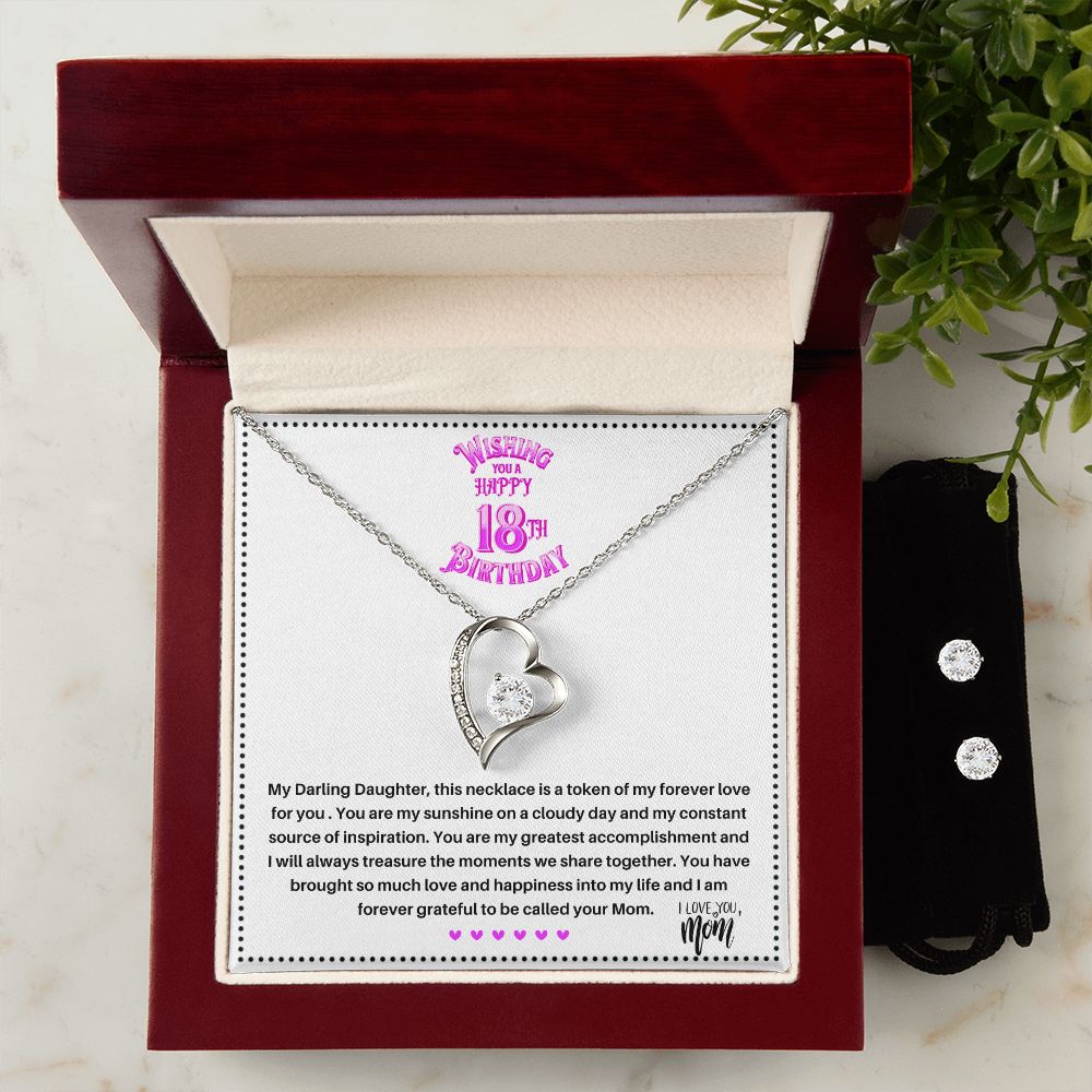 JGF Jewelry Gifts for Family | Birthday Gifts for 18 Year Old Daughter from Mom and Dad | Heart Necklace and Earrings