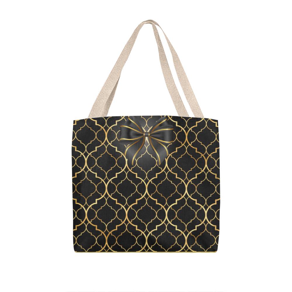 JGF Tote Bag Black Gold with Ribbon