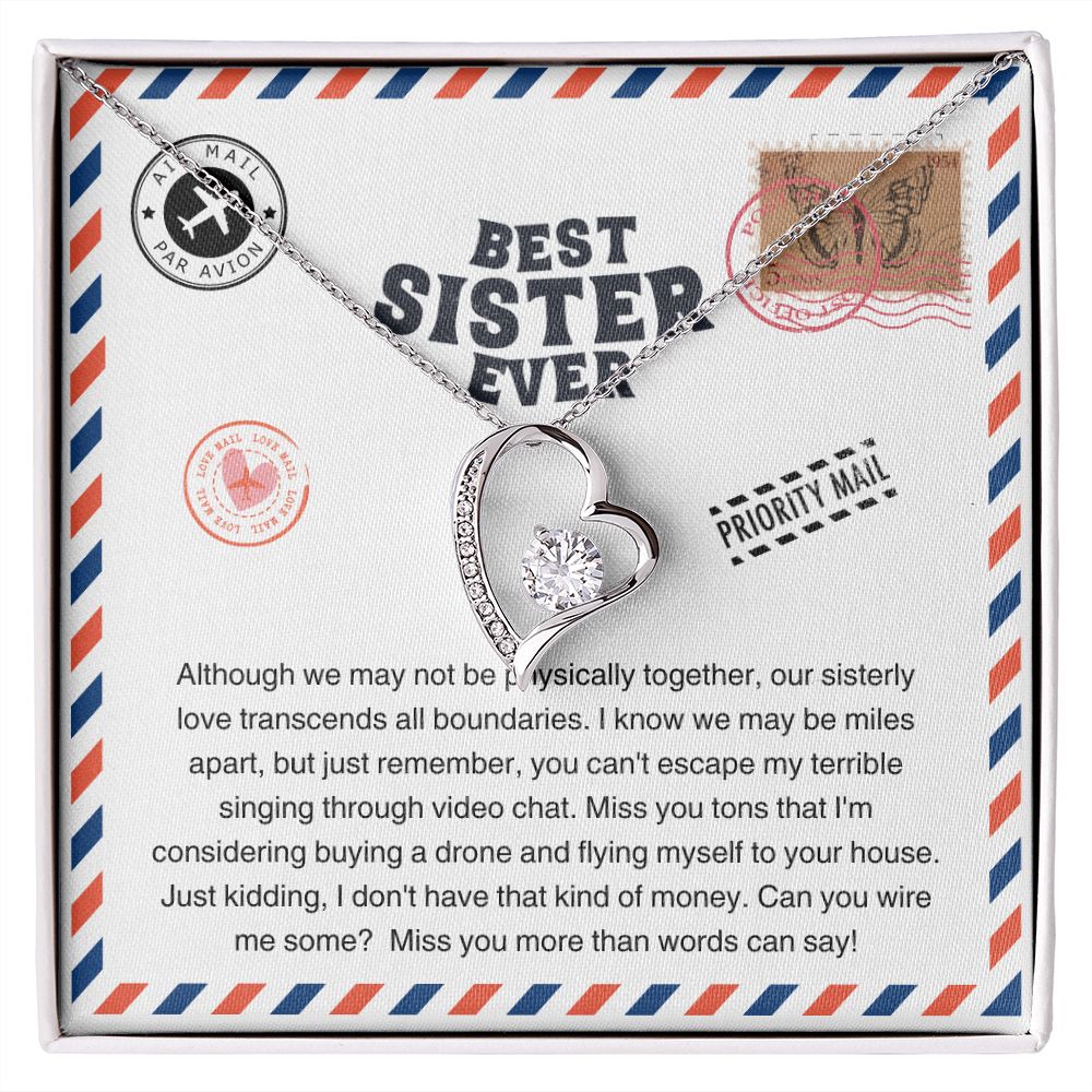JGF Jewelry Gifts for Family | New Job Gift For Best Sister Ever | Sterling Silver Simple Classic Heart Shape Necklace with Cubic Zirconia Crystal