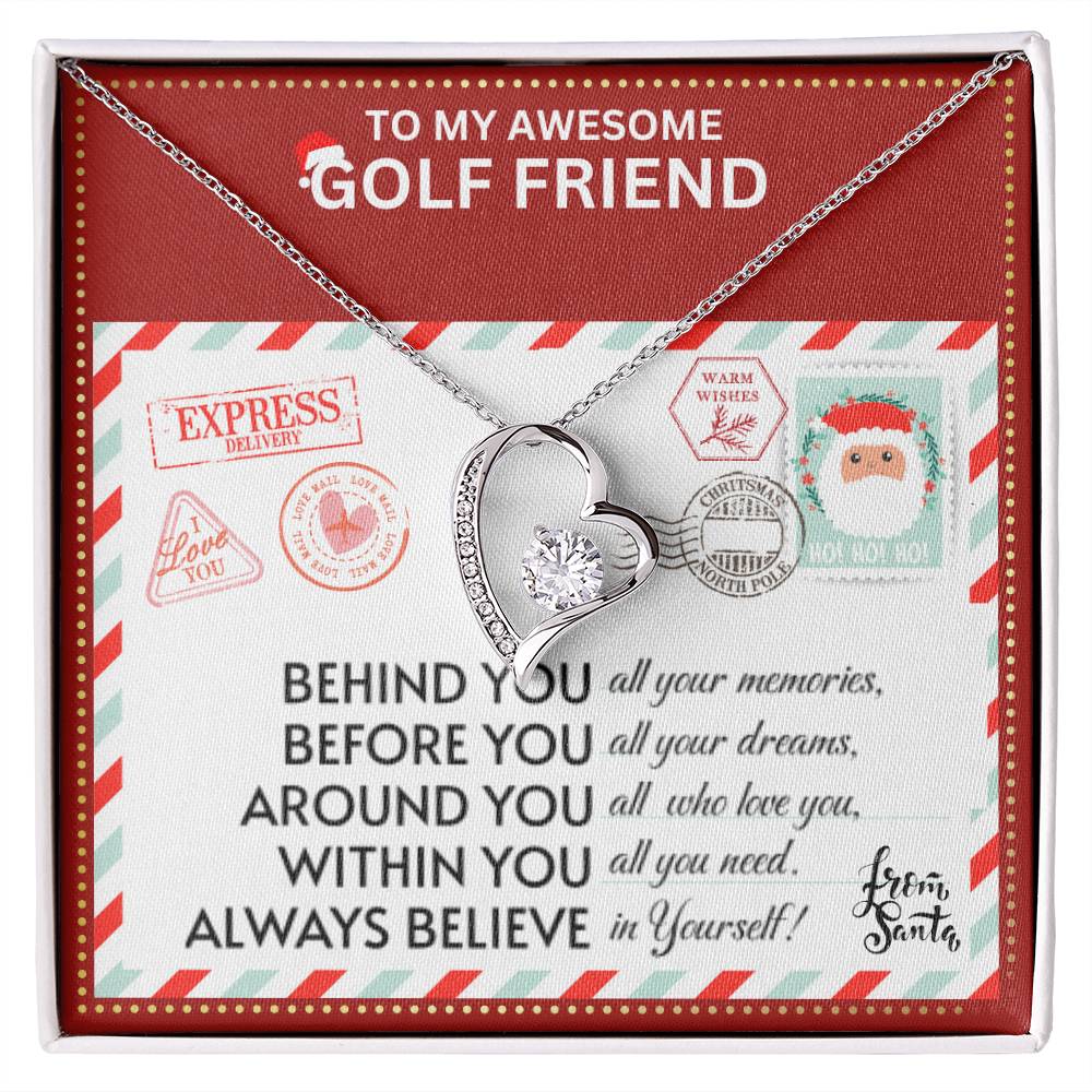 JGF Jewelry Gifts for Family To My BFF Bestie Heart Necklace For Golf Female Friend