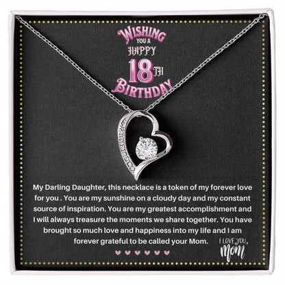 JGF Jewelry Gifts for Family | 18th Birthday Necklace Sterling Silver for my Daughter | Simple Classic Heart Shape Necklace