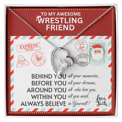 JGF Jewelry Gifts for Family Gift To My BFF  Bestie Heart Necklace For Wrestling Female Friend