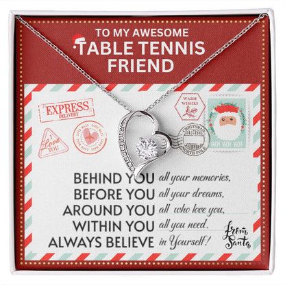 JGF Jewelry Gifts for Family To My BFF Bestie Heart Necklace For Table Tennis Female Friend